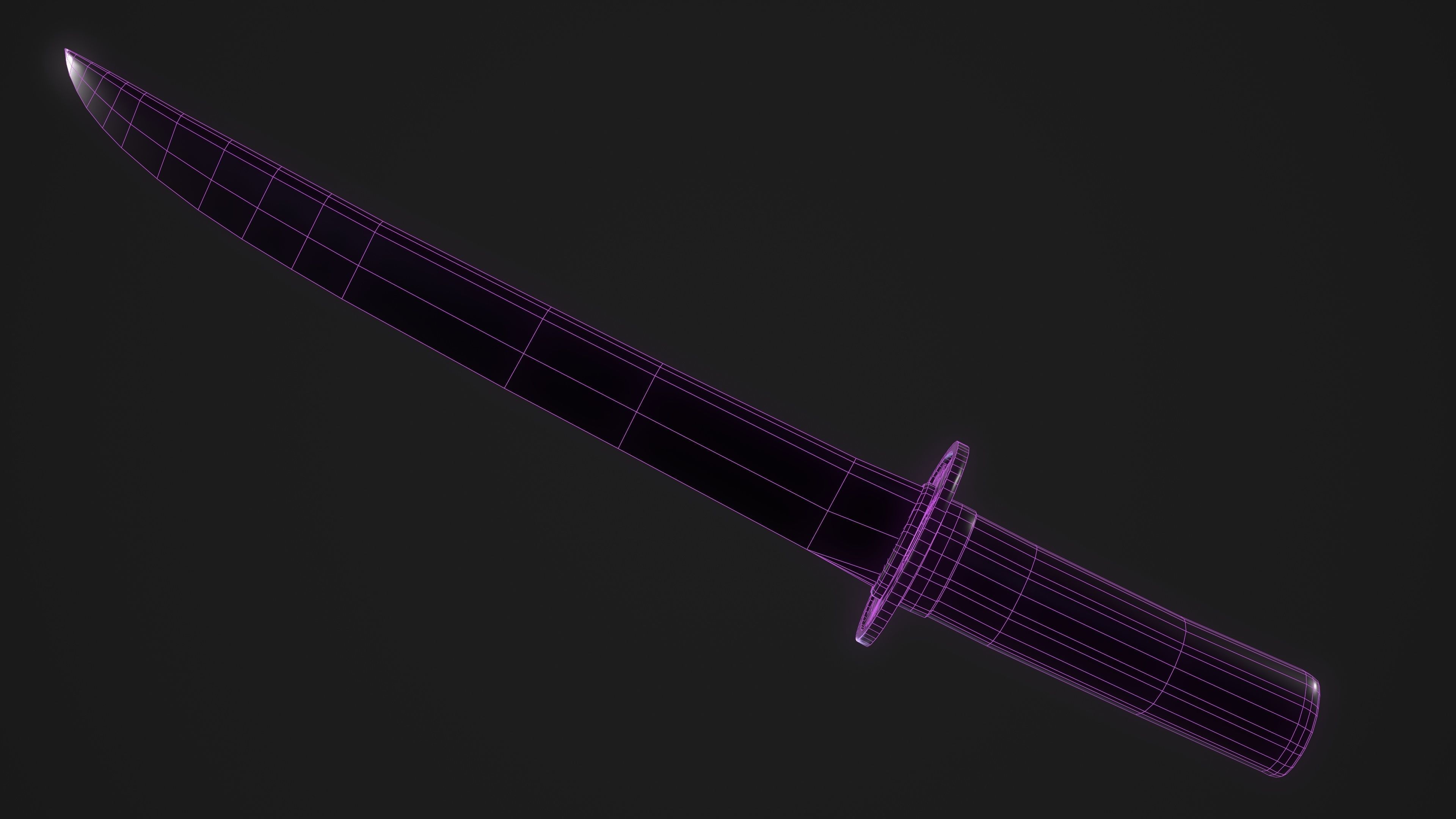 Tokugawa Tanto - A Japanese Dagger Low-poly 3D model_12