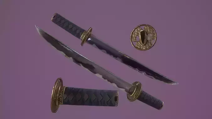 Tokugawa Tanto - A Japanese Dagger Low-poly 3D model