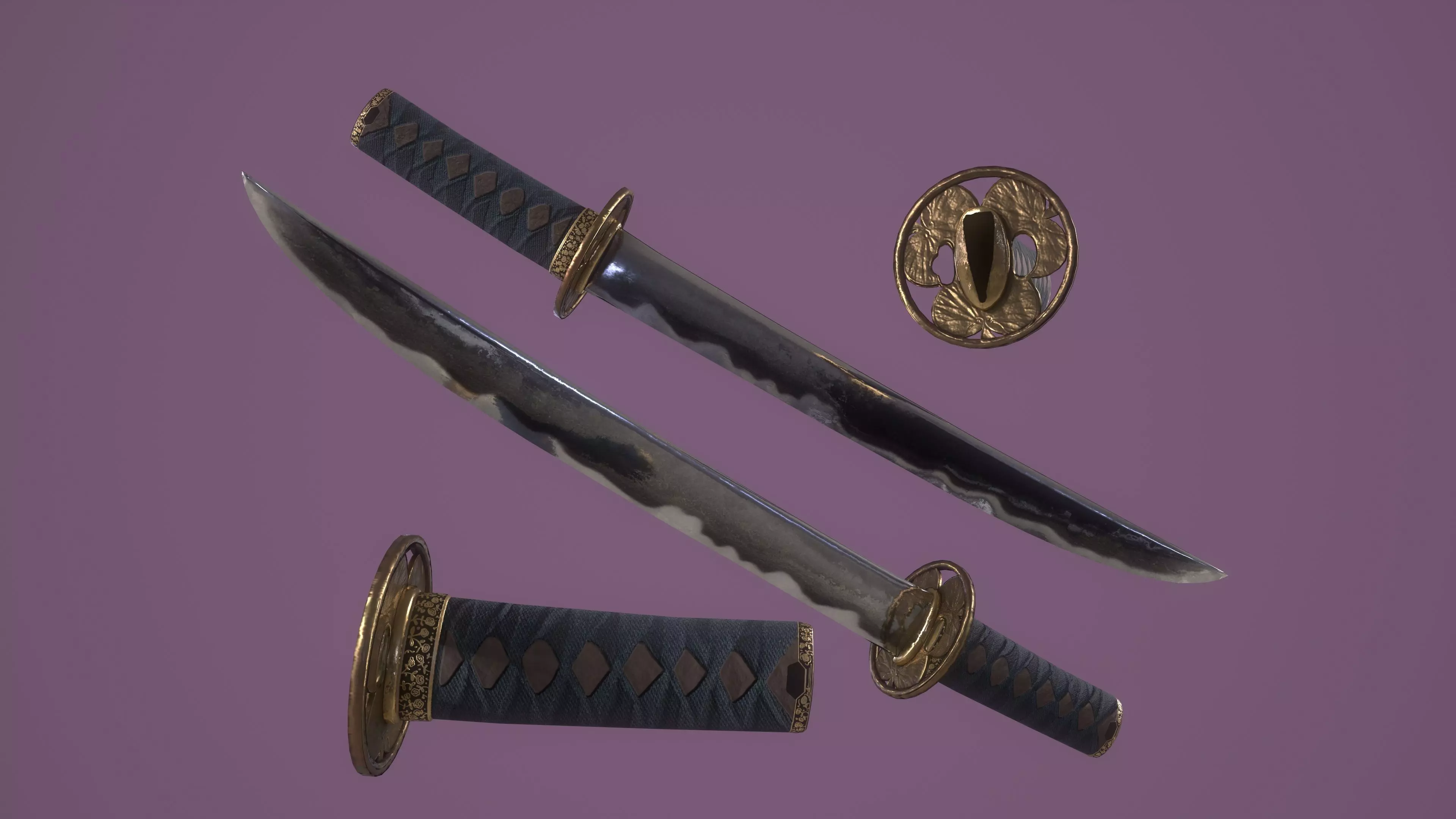 Tokugawa Tanto - A Japanese Dagger Low-poly 3D model_0