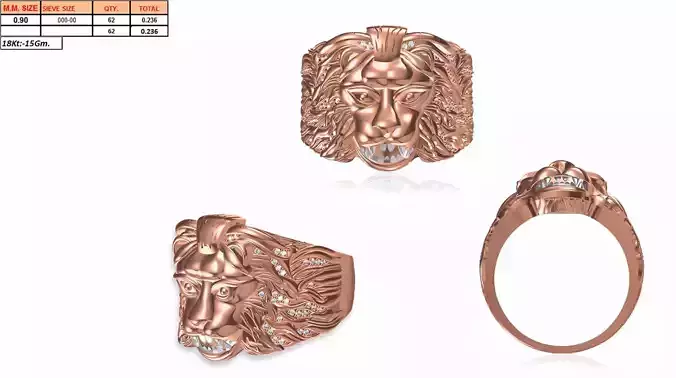 Men lion Ring STL OBJ FBX JCD Details 3D print model