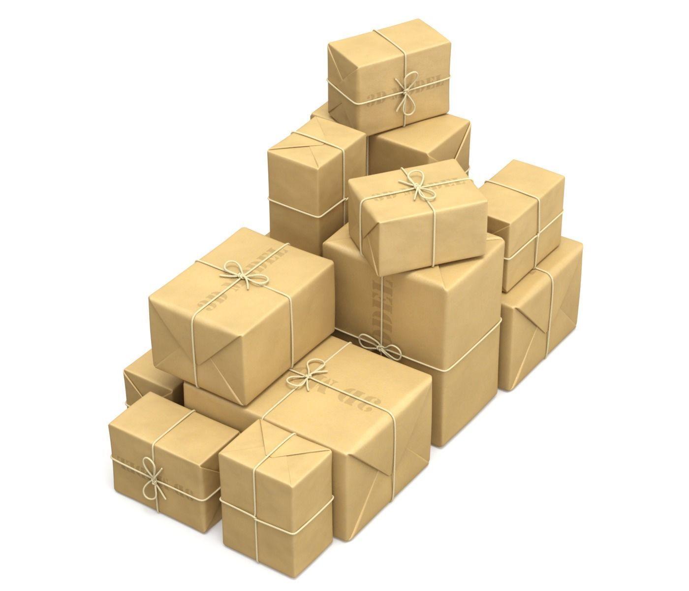 Warehouse Trolley With Wrapped Parcel 3D model_9