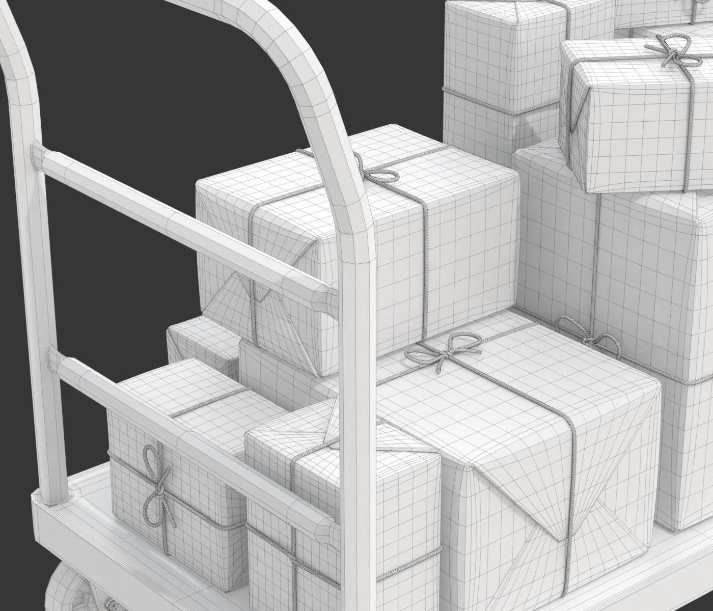 Warehouse Trolley With Wrapped Parcel 3D model_21