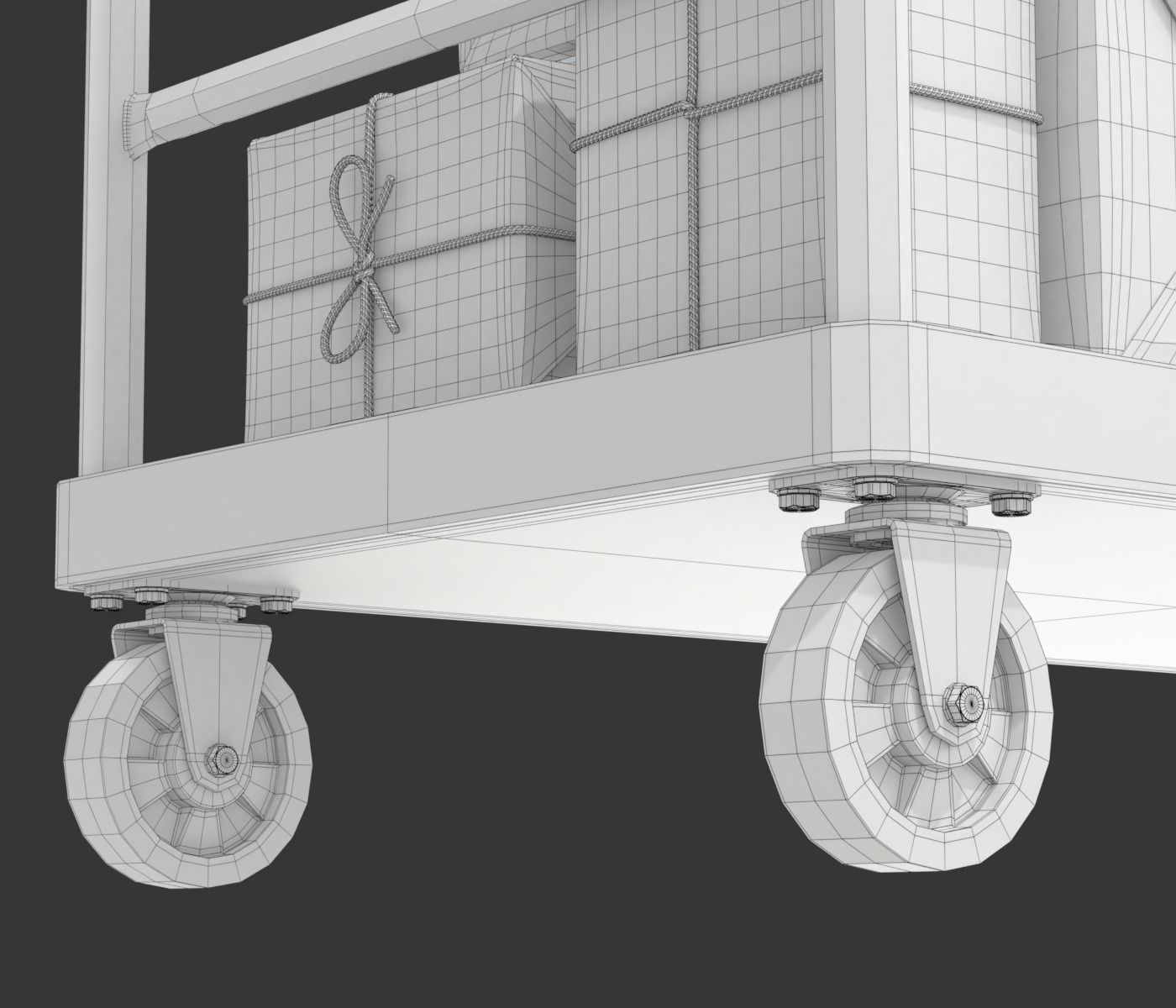 Warehouse Trolley With Wrapped Parcel 3D model_23