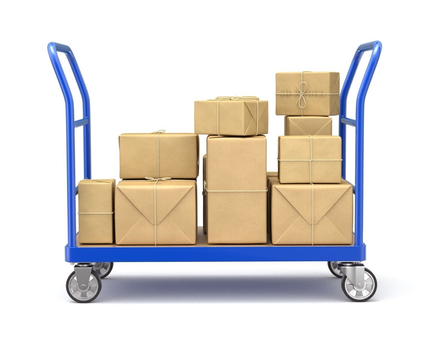 Warehouse Trolley With Wrapped Parcel 3D model_4
