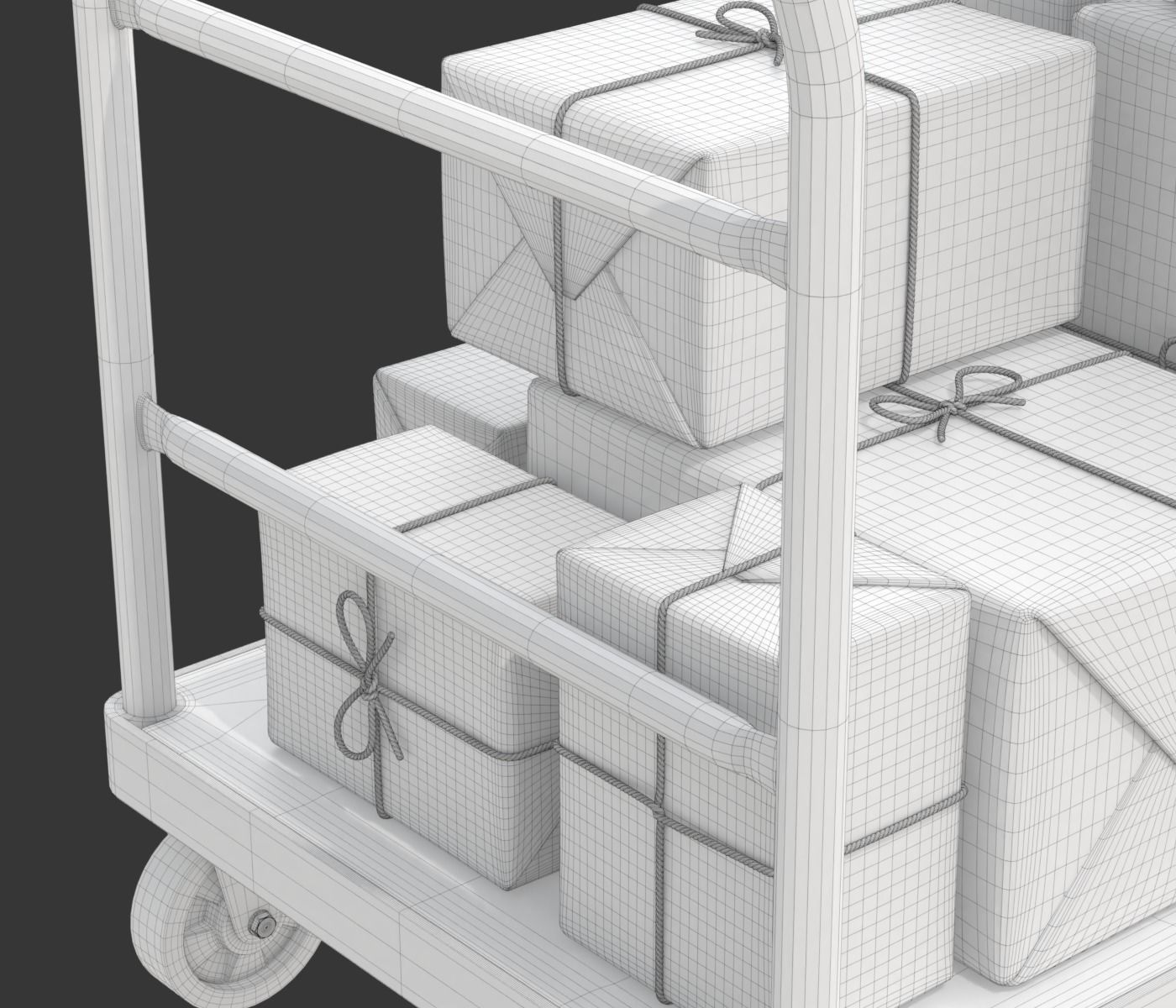 Warehouse Trolley With Wrapped Parcel 3D model_25