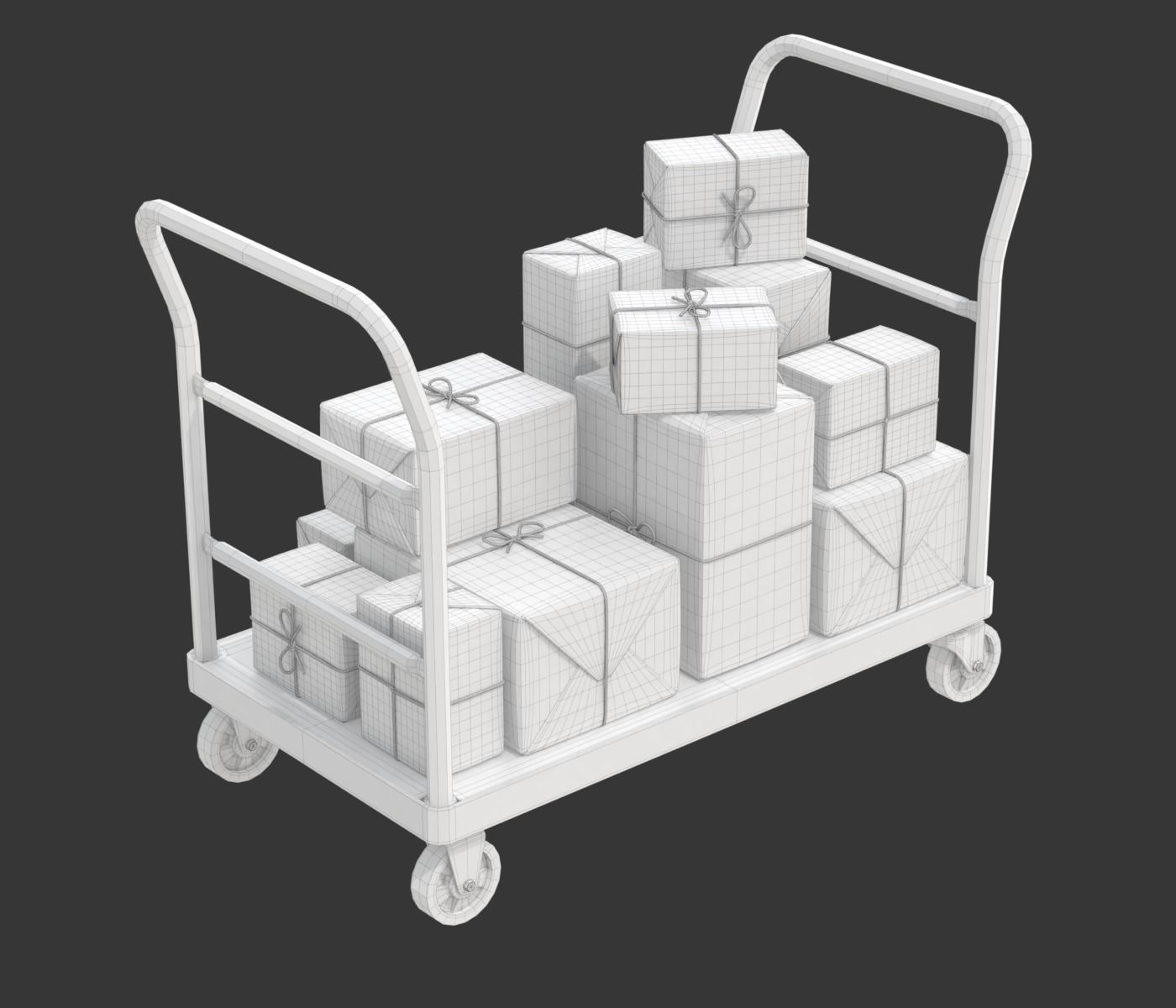 Warehouse Trolley With Wrapped Parcel 3D model_20