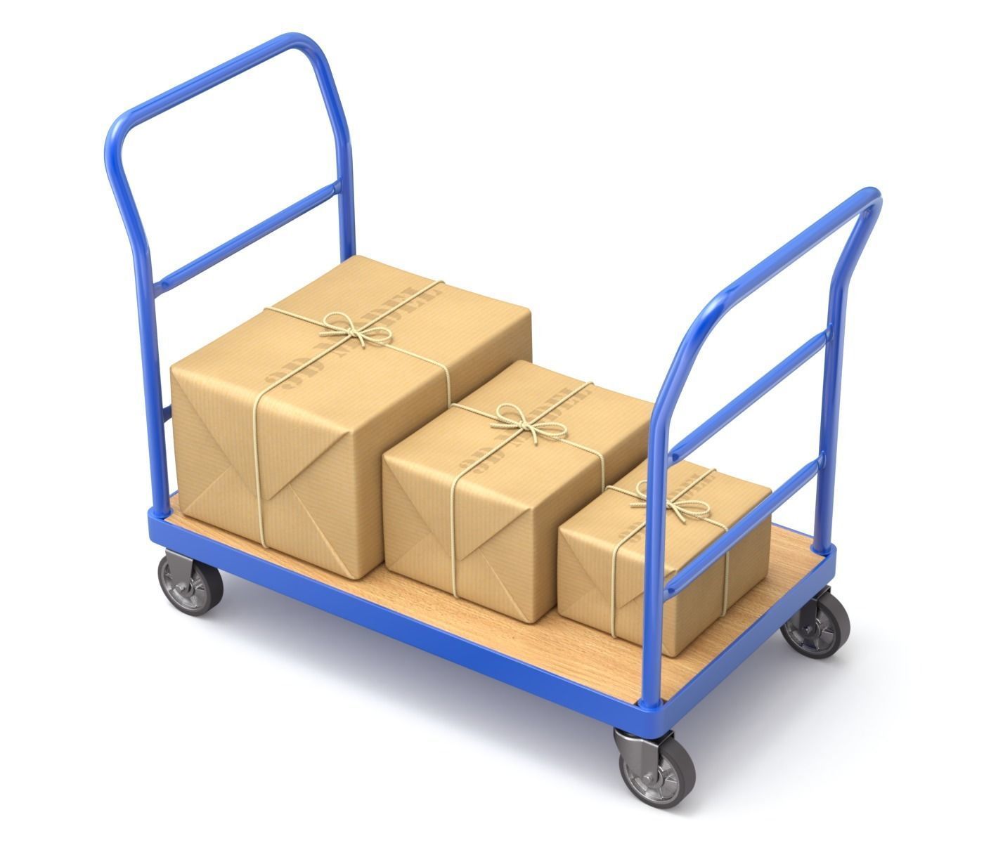 Warehouse Trolley With Wrapped Parcel 3D model_10
