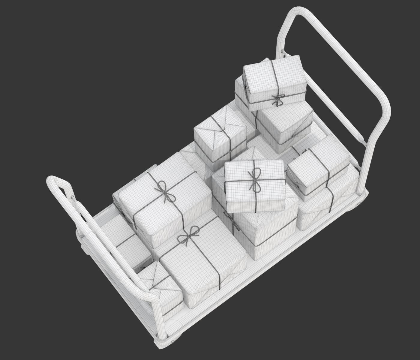 Warehouse Trolley With Wrapped Parcel 3D model_27