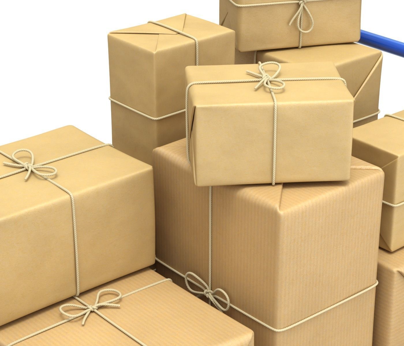 Warehouse Trolley With Wrapped Parcel 3D model_2