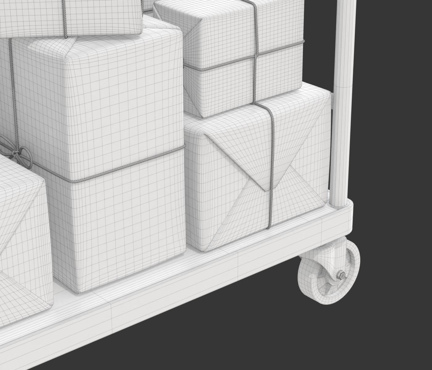 Warehouse Trolley With Wrapped Parcel 3D model_26