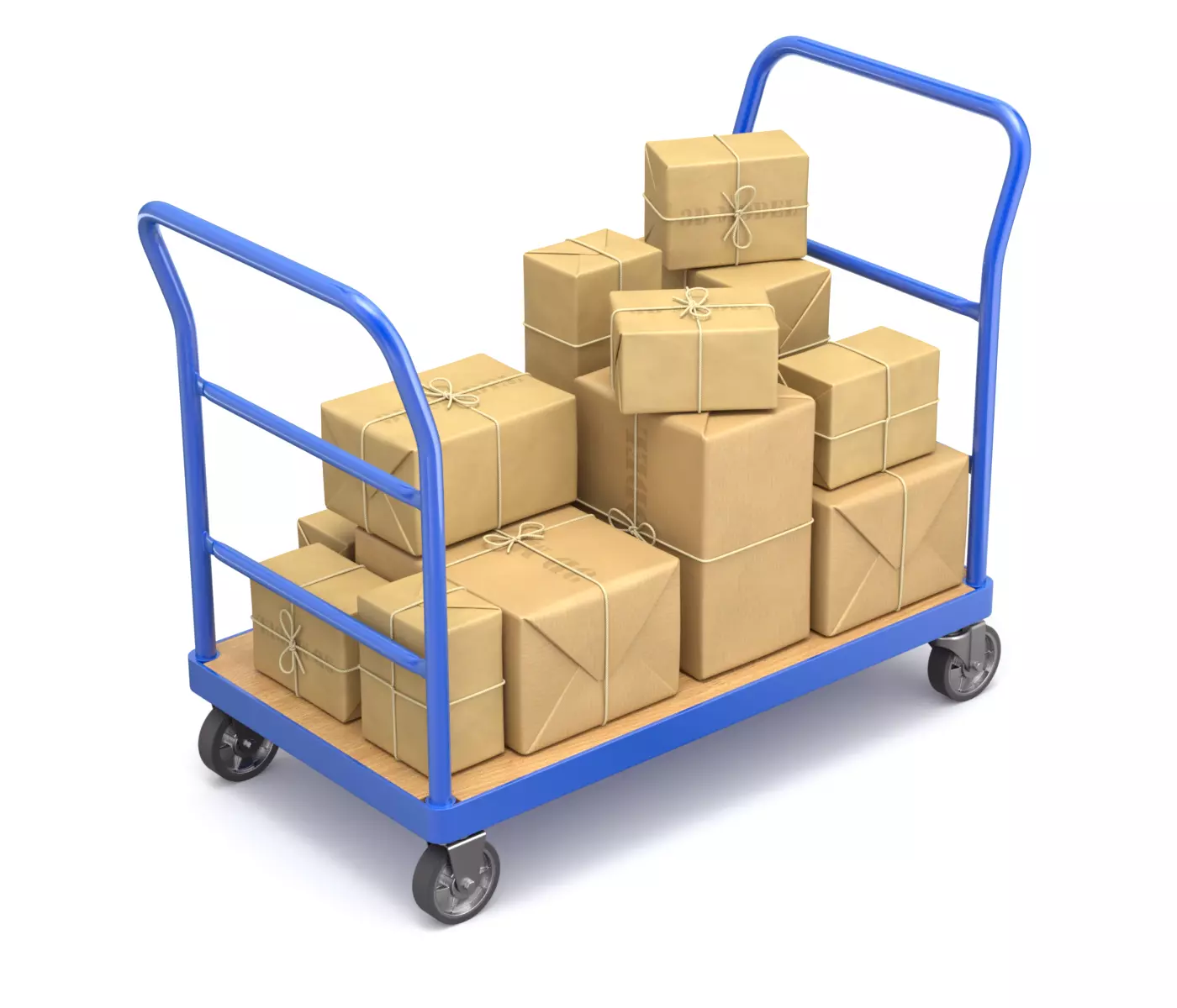 Warehouse Trolley With Wrapped Parcel 3D model_0