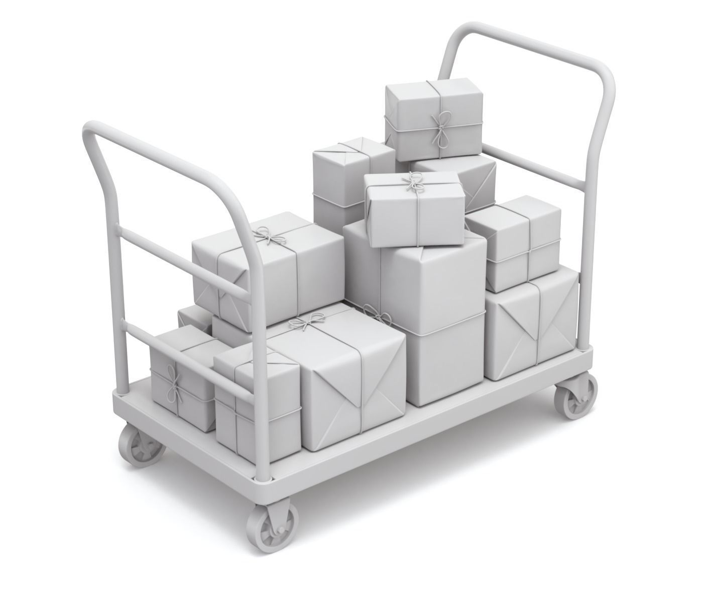 Warehouse Trolley With Wrapped Parcel 3D model_13