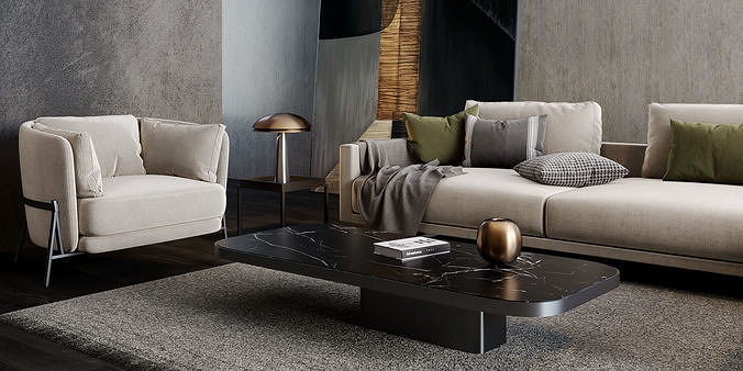 Interior scene living room 09 3D model 4