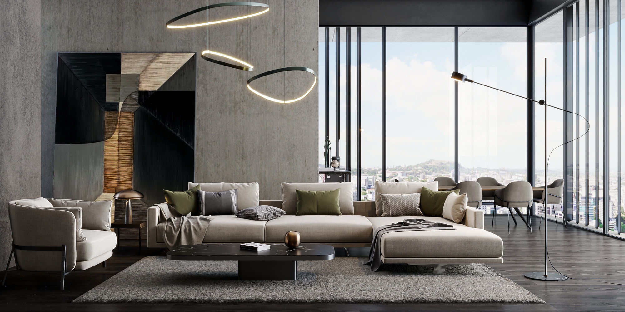 Interior scene living room 09 3D model_0