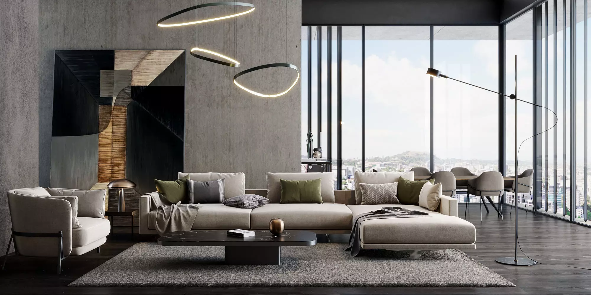 Interior scene living room 09 3D model_0