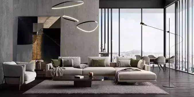 Interior scene living room 09 3D model