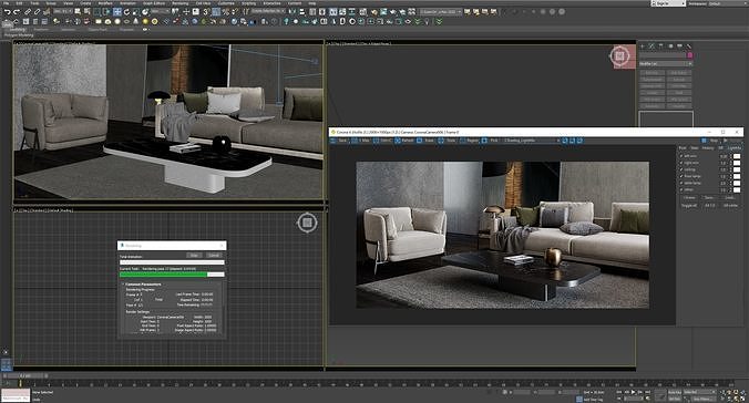 Interior scene living room 09 3D model 6