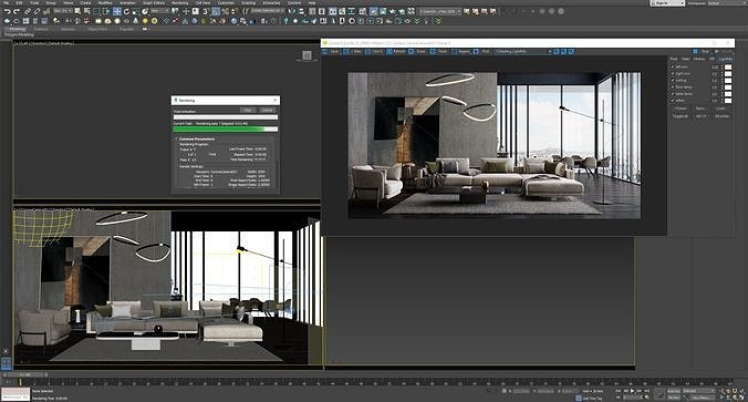 Interior scene living room 09 3D model 7