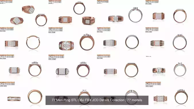 77 Men Ring STL OBJ FBX JCD Details Collection 