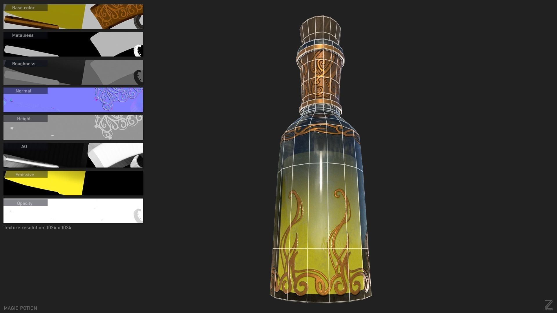 Magic potion Low-poly 3D model_1