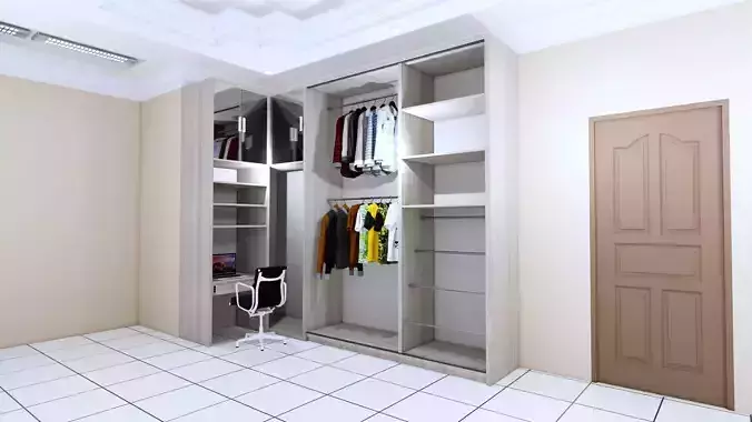 Design 3d Study Desk and Wardrobe sketch up modelling  enscape 