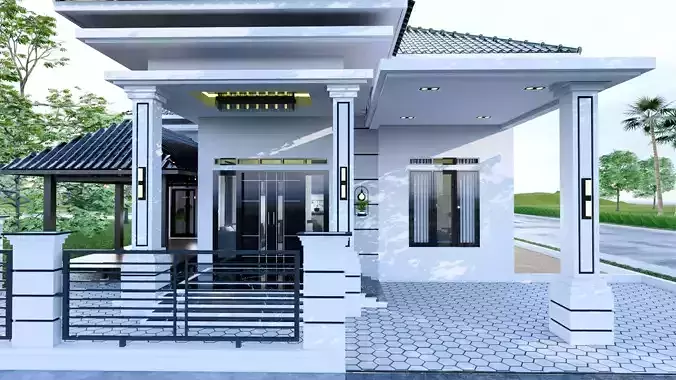 3D sketch up House Exterior and Interior kitchen living bath etc 3D model