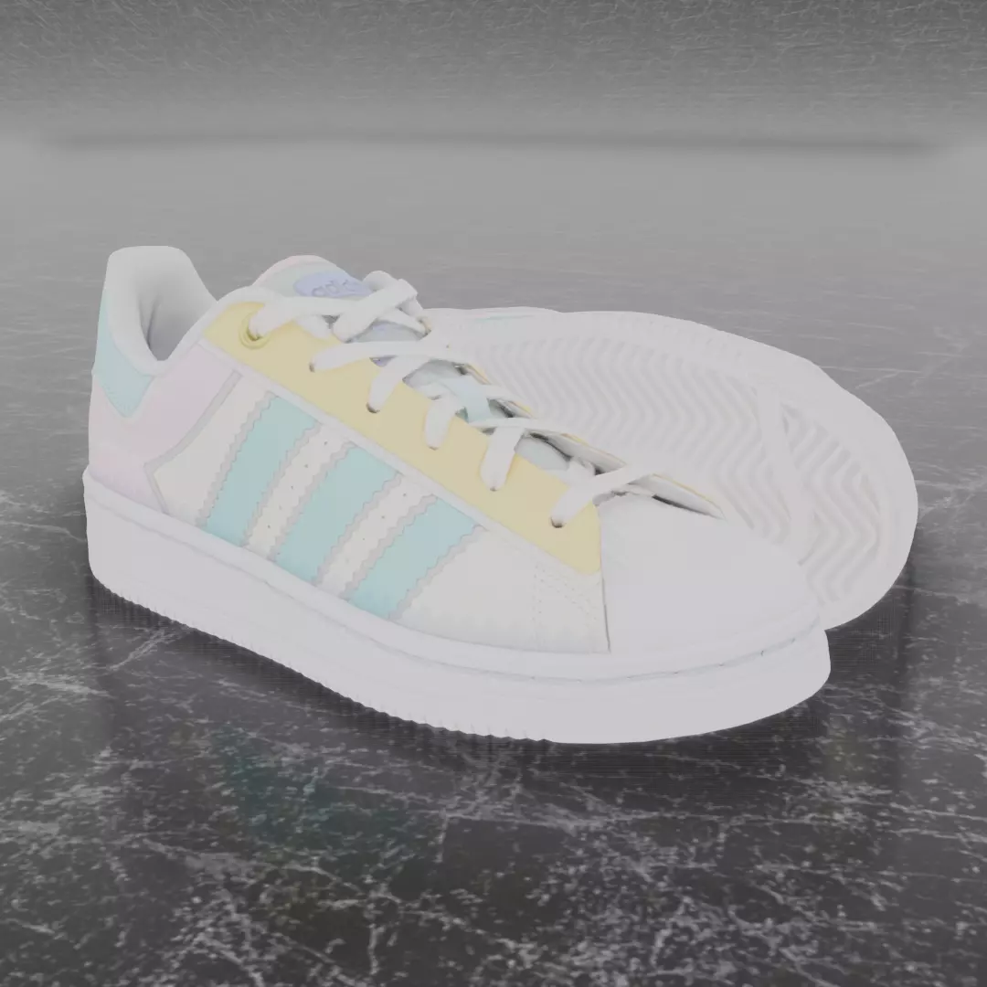 Adidas 3D Shoes - White SuperStar Series Low-poly 3D model