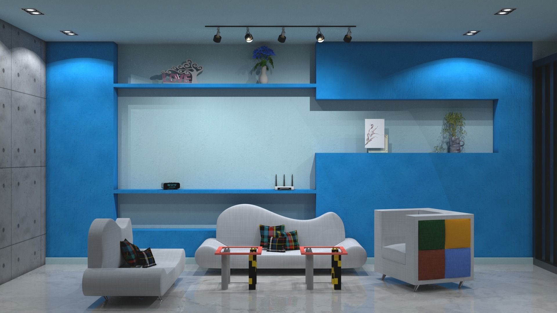 Living Room Area 3D model_3