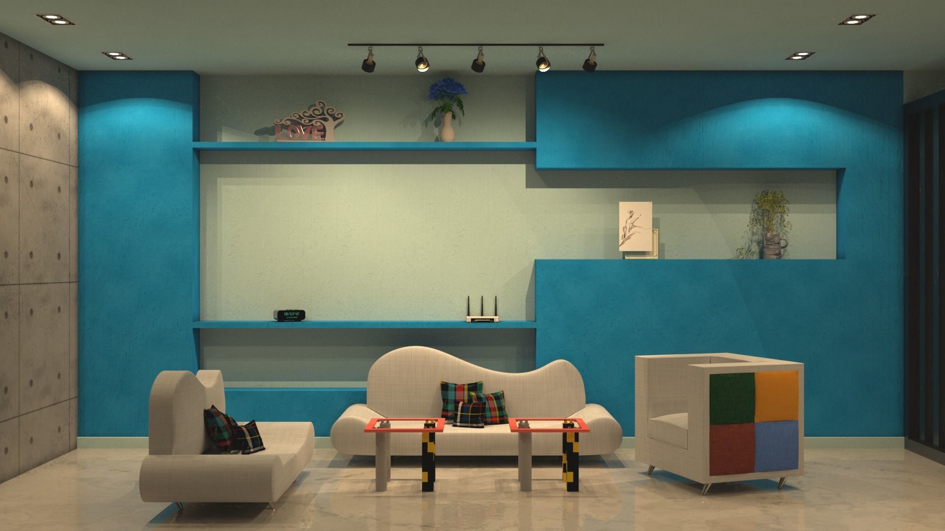 Living Room Area 3D model_2