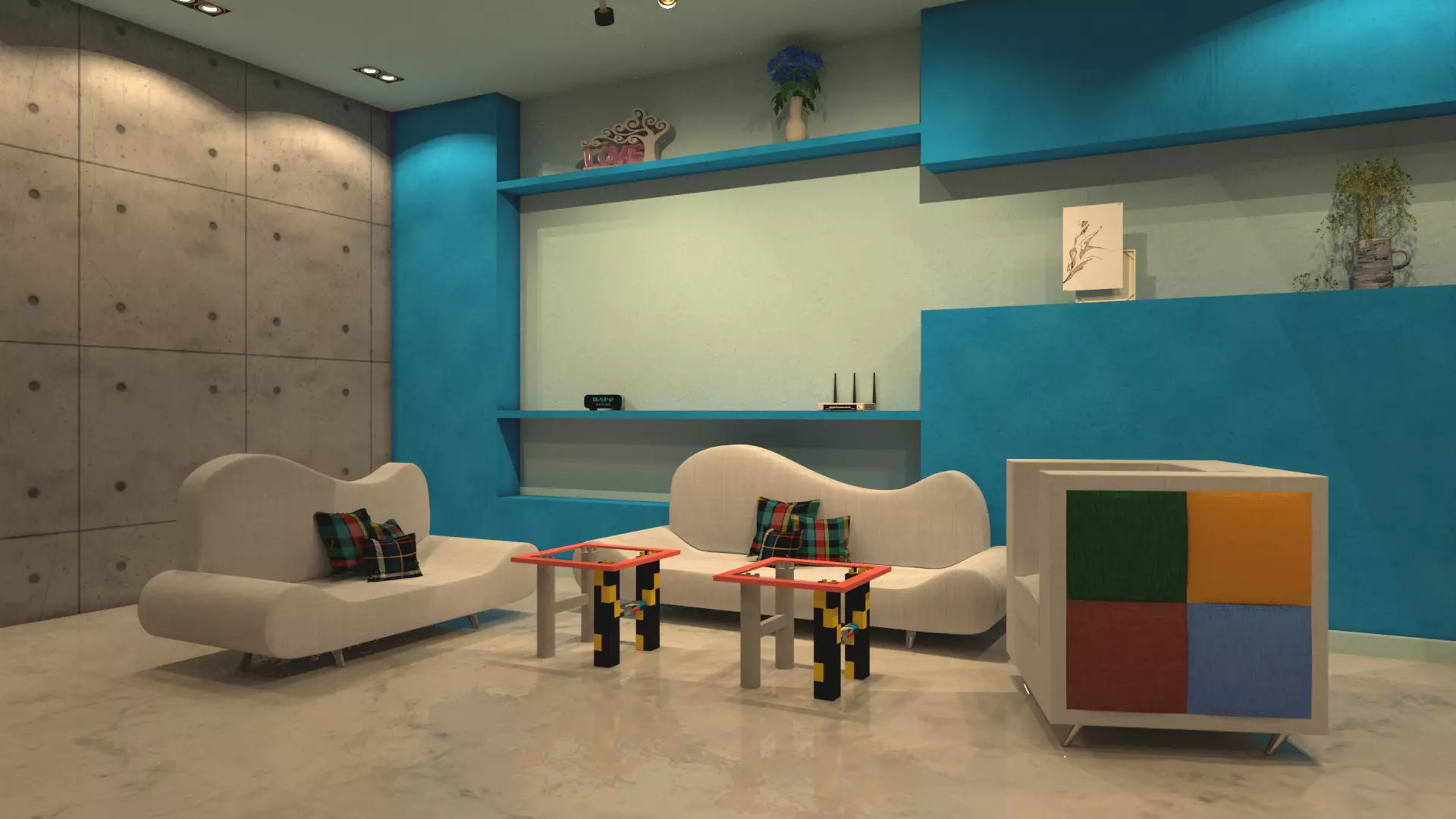 Living Room Area 3D model_0