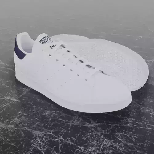 Adidas 3D Shoes - White - Blue Stan Smith Series Low-poly 3D model