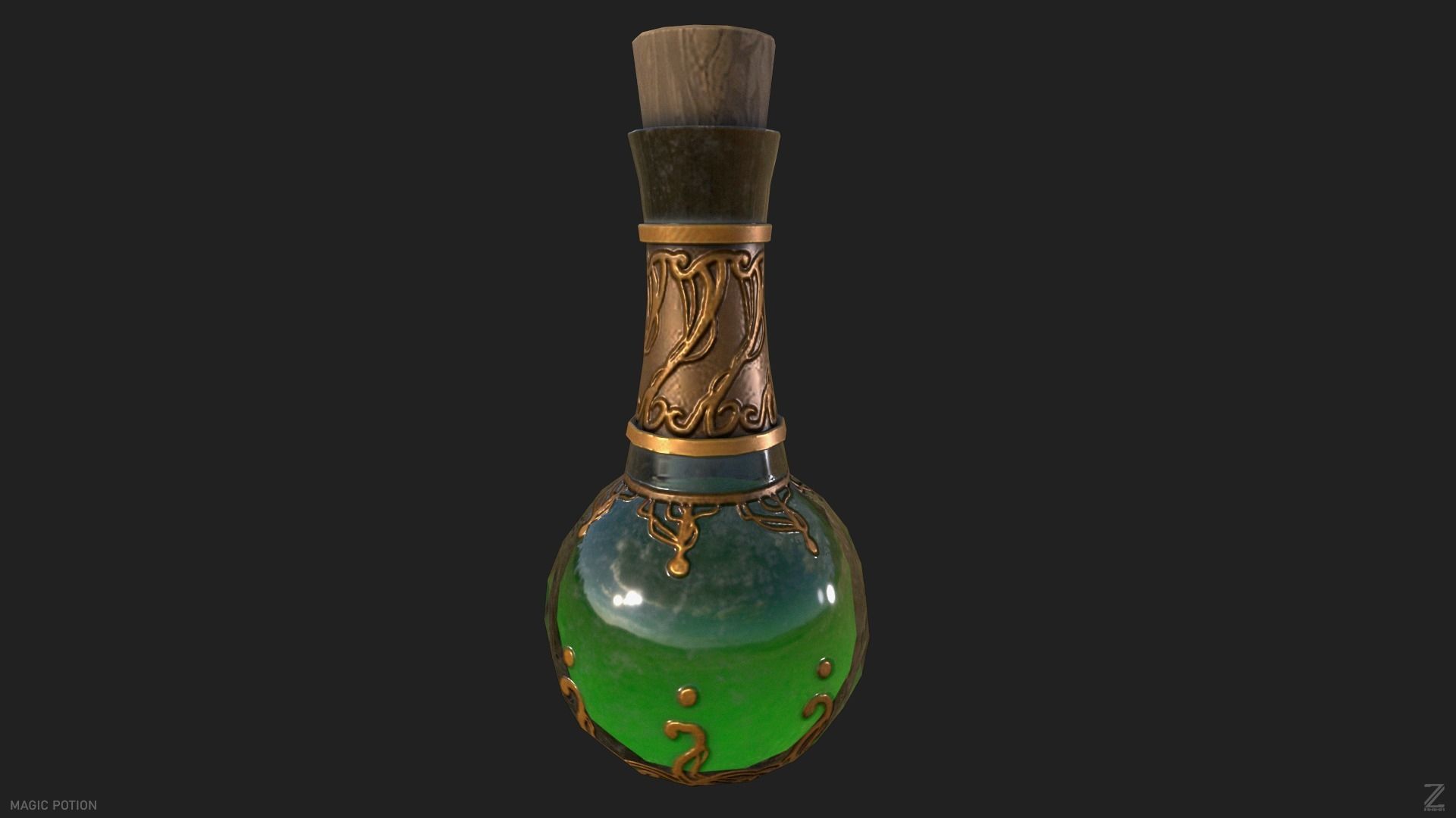 Magic potion Low-poly 3D model_3