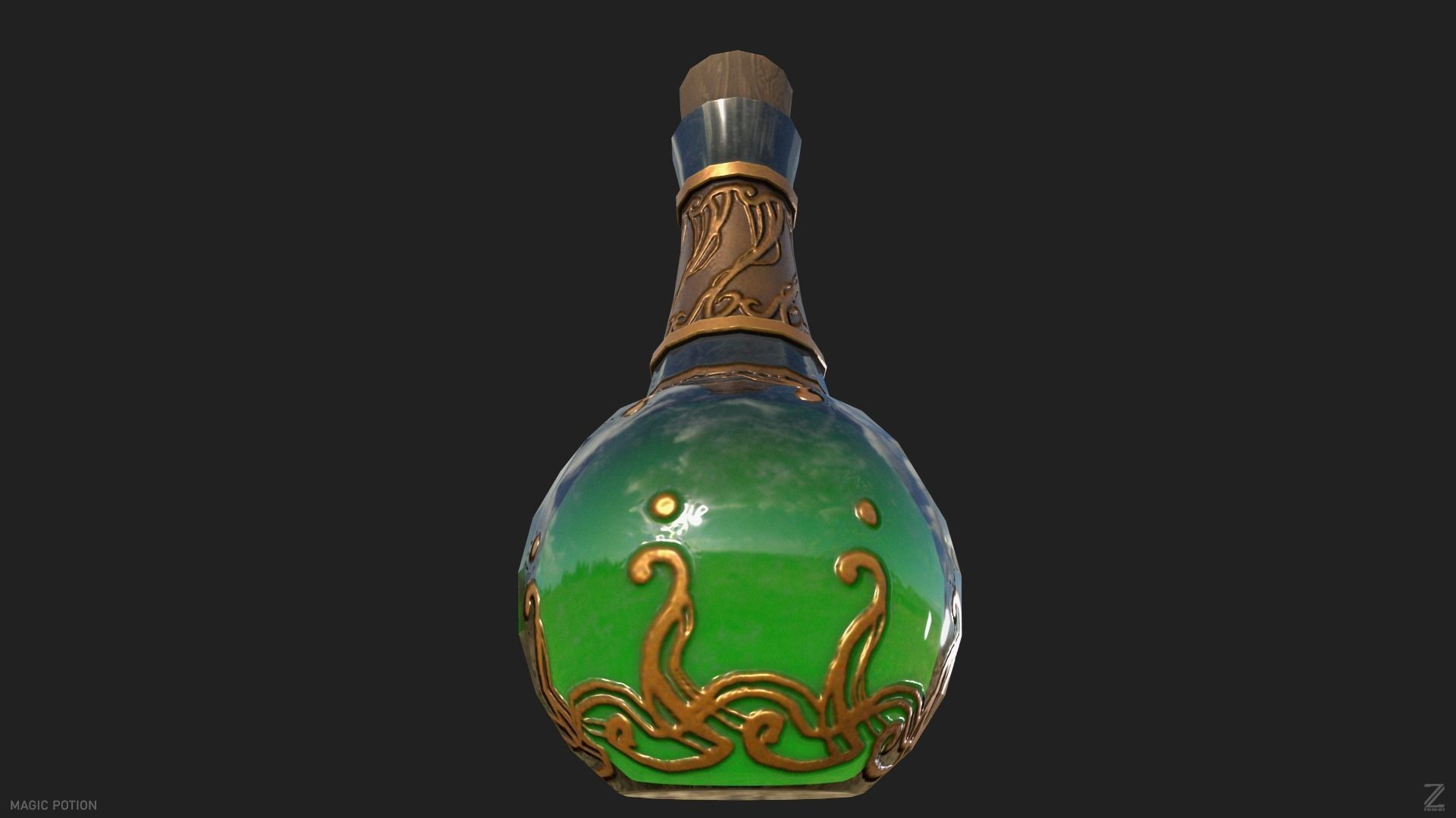 Magic potion Low-poly 3D model_7