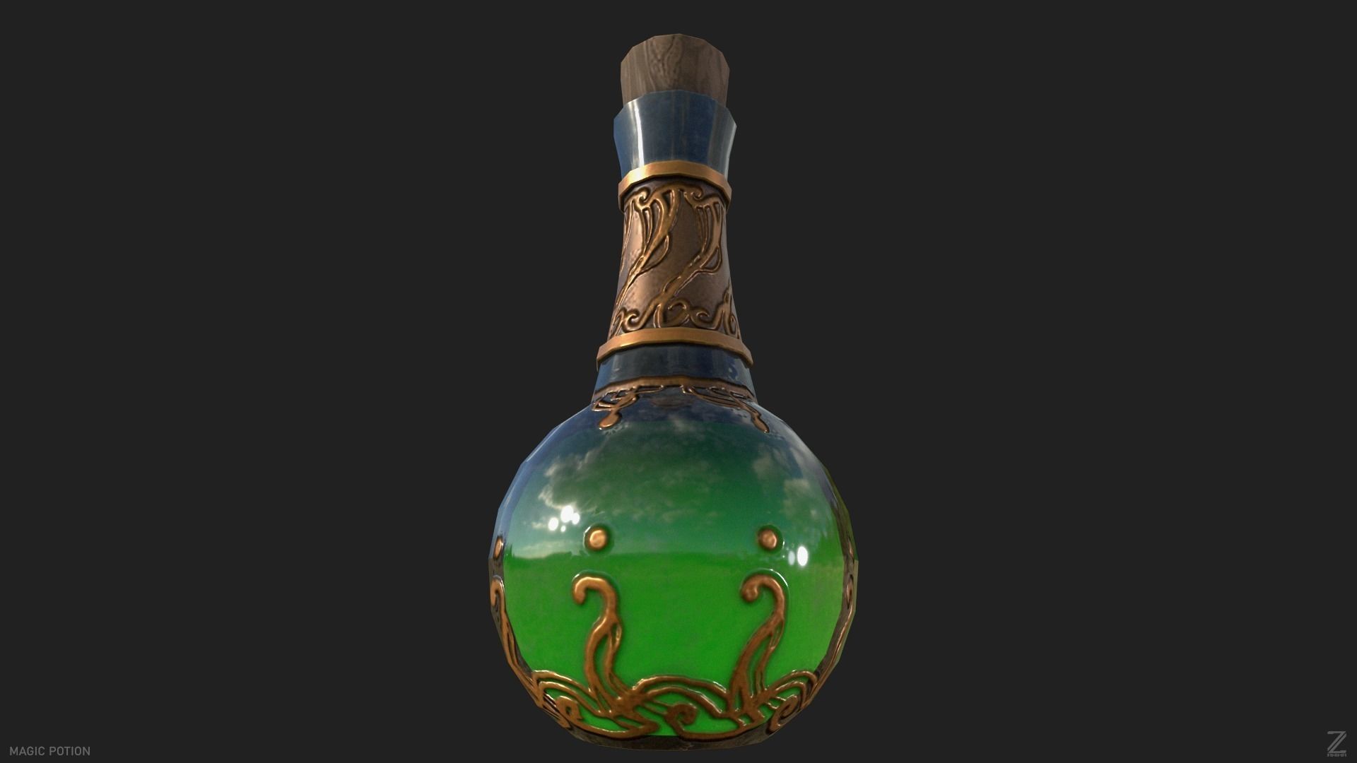 Magic potion Low-poly 3D model_8