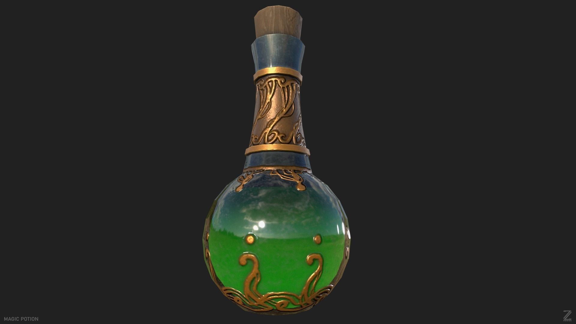 Magic potion Low-poly 3D model_6