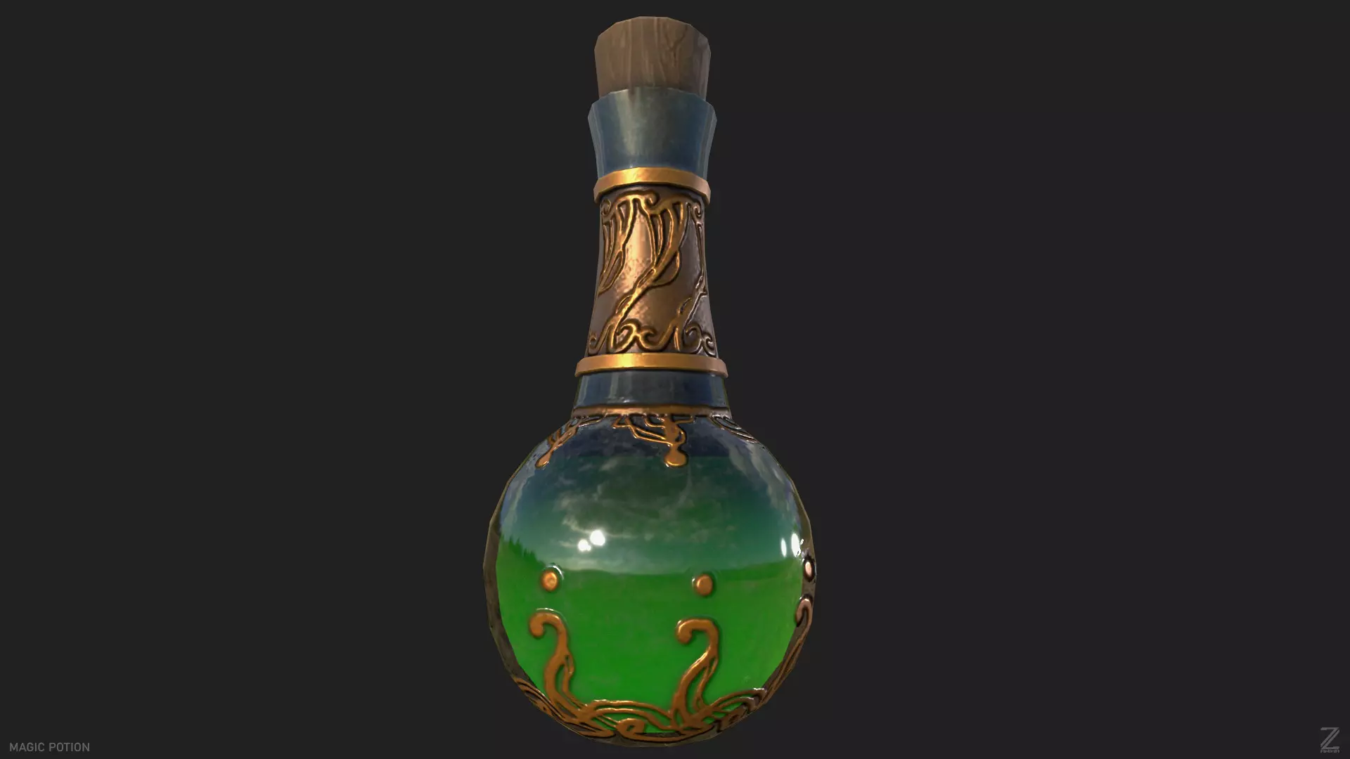 Magic potion Low-poly 3D model_0