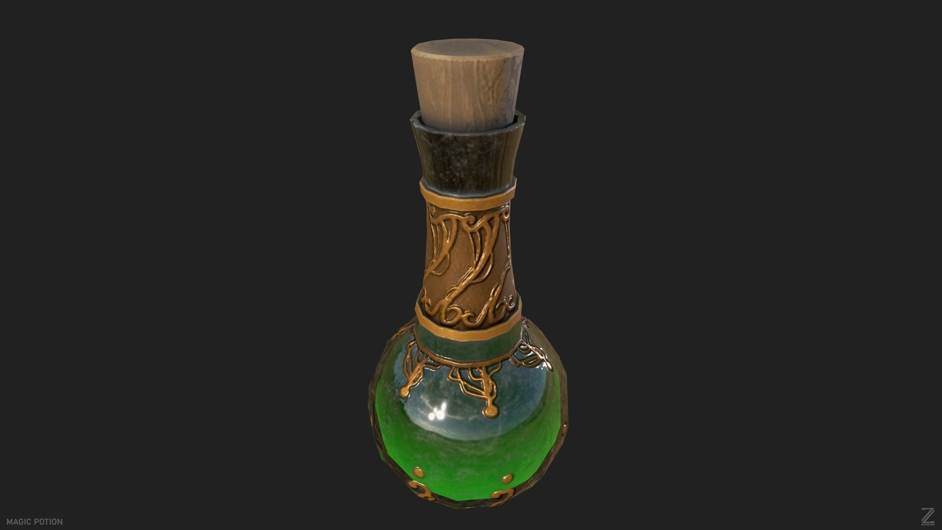 Magic potion Low-poly 3D model_4