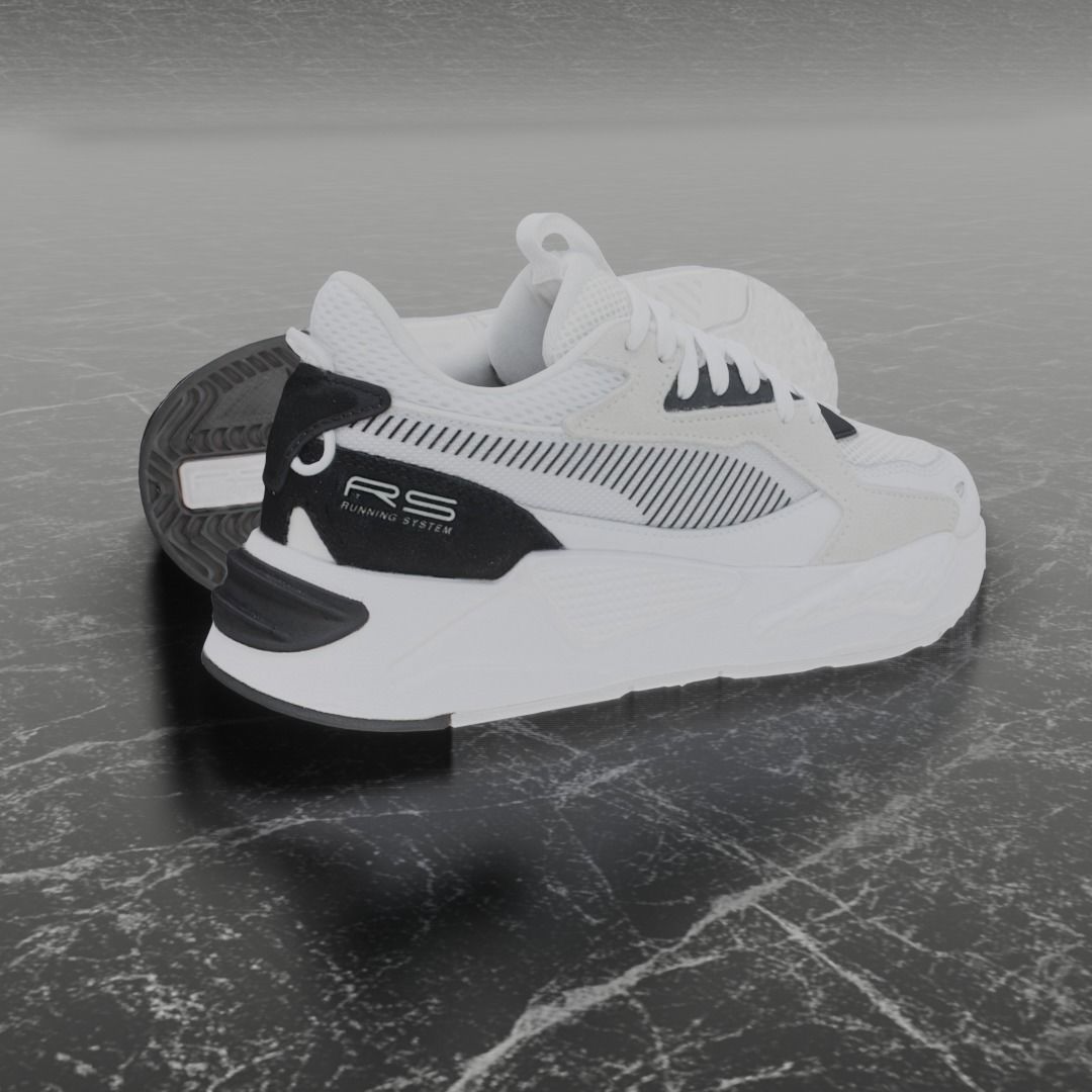 Puma 3D Shoes - White - Black - RS Series Low-poly 3D model_7