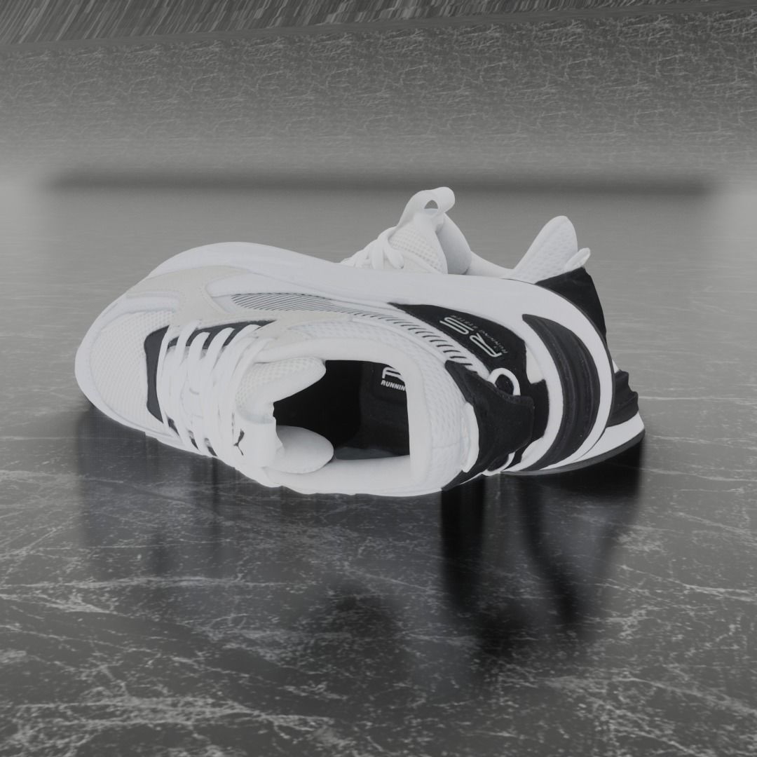 Puma 3D Shoes - White - Black - RS Series Low-poly 3D model_6