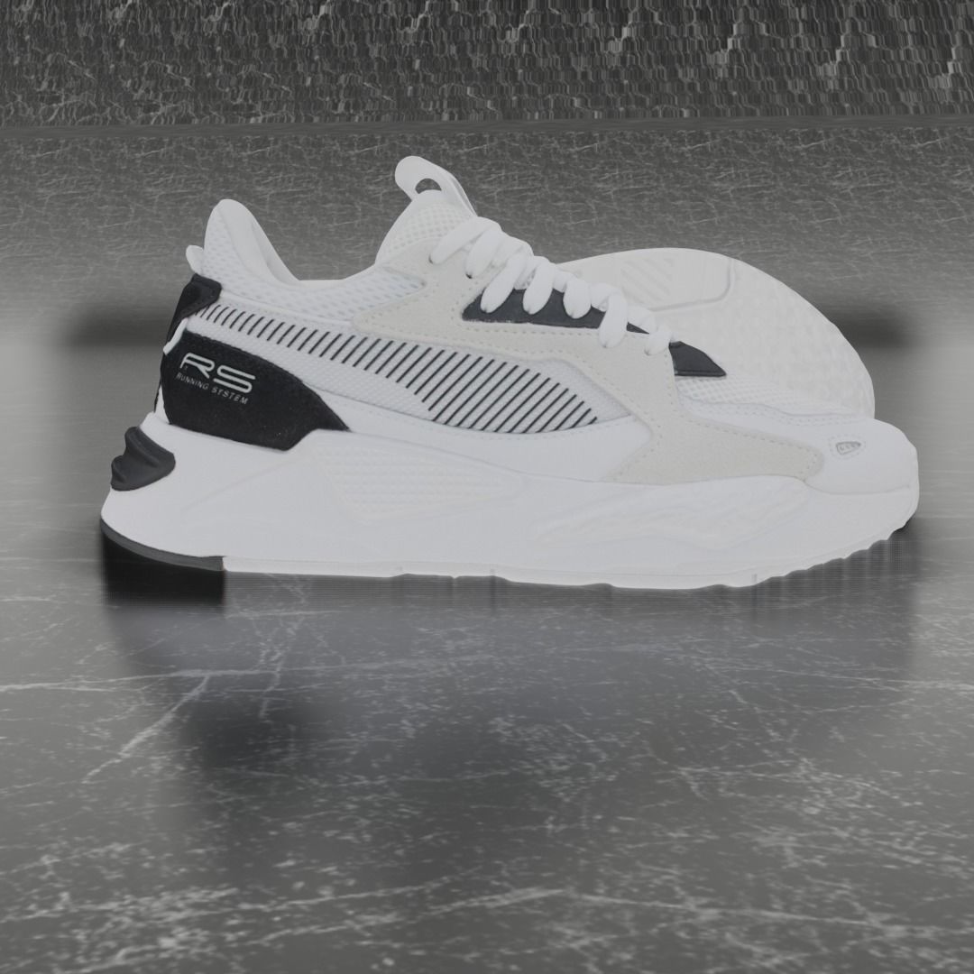 Puma 3D Shoes - White - Black - RS Series Low-poly 3D model_4