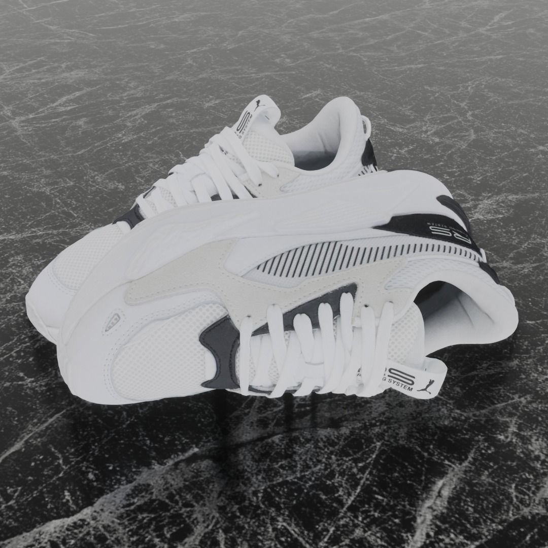 Puma 3D Shoes - White - Black - RS Series Low-poly 3D model_1