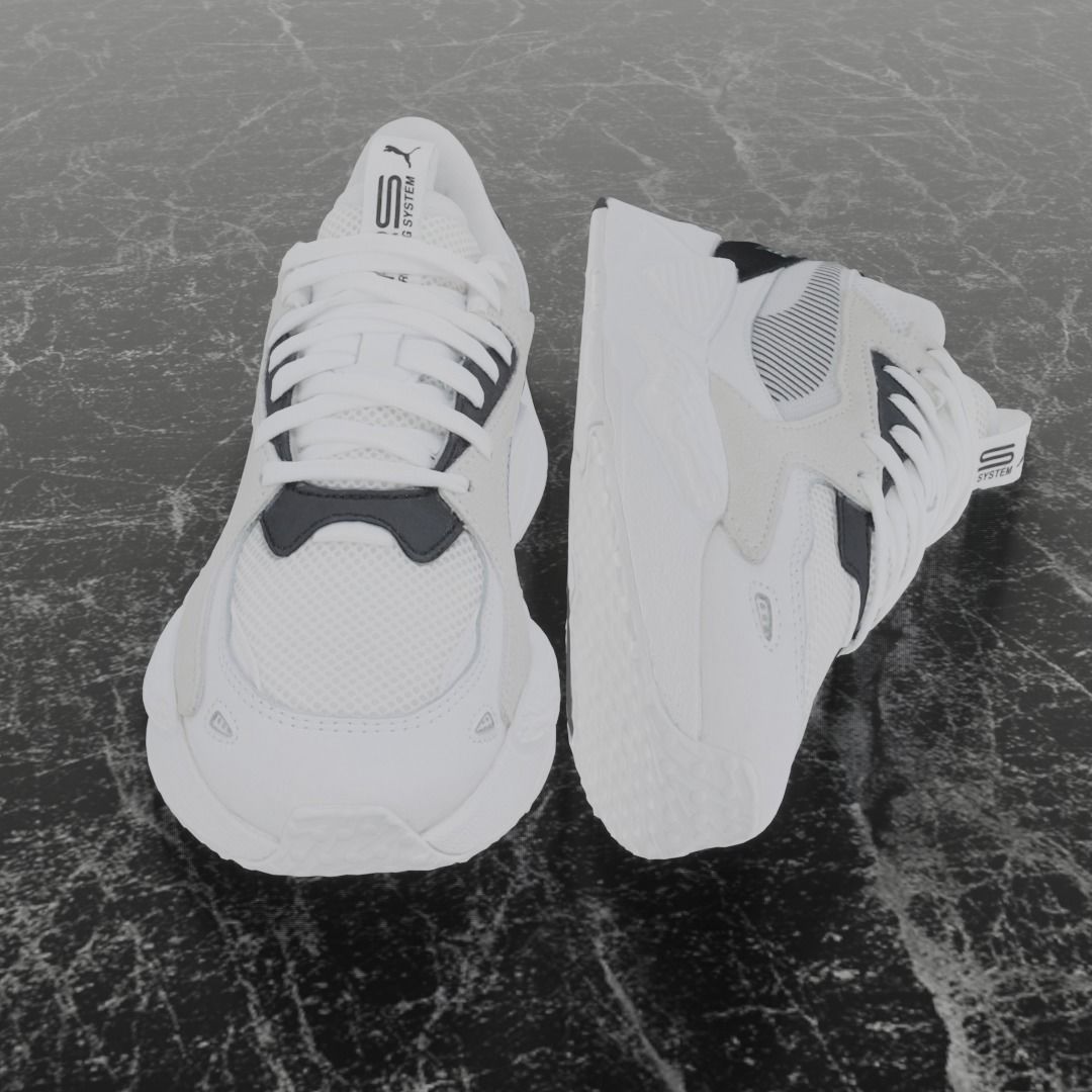 Puma 3D Shoes - White - Black - RS Series Low-poly 3D model_3