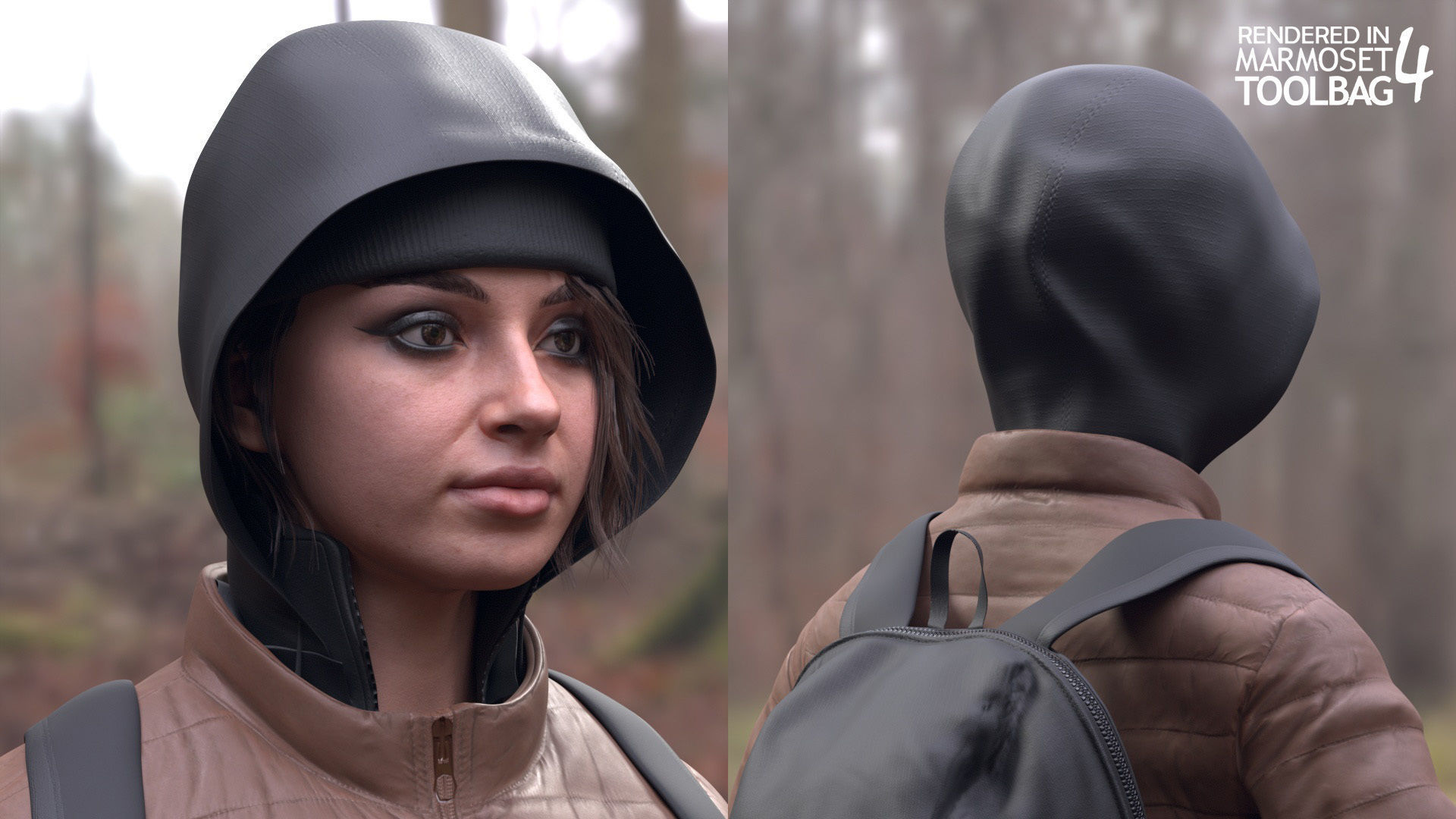 Woman in Winter Outfit 3 - Modular - Rigged Low-poly 3D model_7
