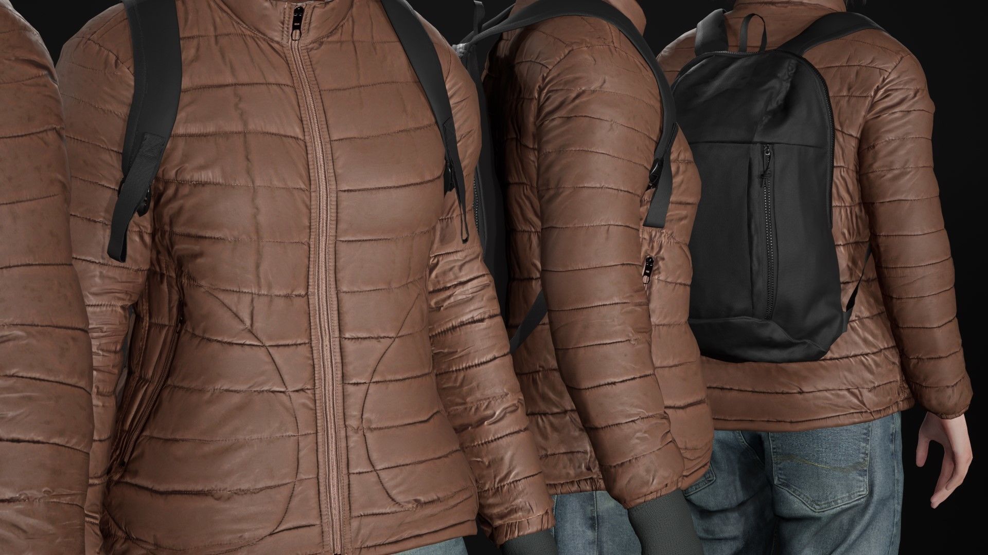 Woman in Winter Outfit 3 - Modular - Rigged Low-poly 3D model_27
