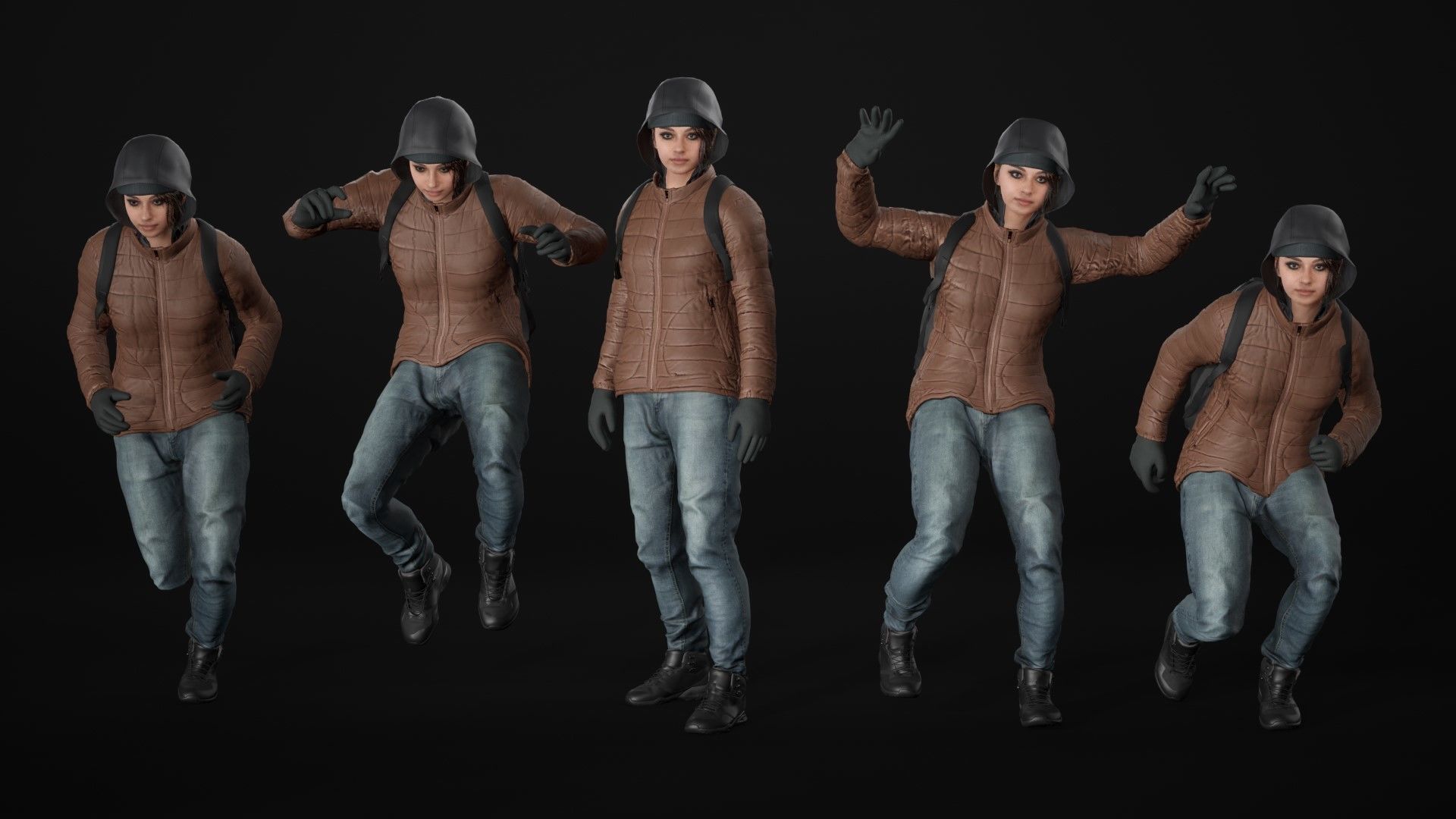 Woman in Winter Outfit 3 - Modular - Rigged Low-poly 3D model_20