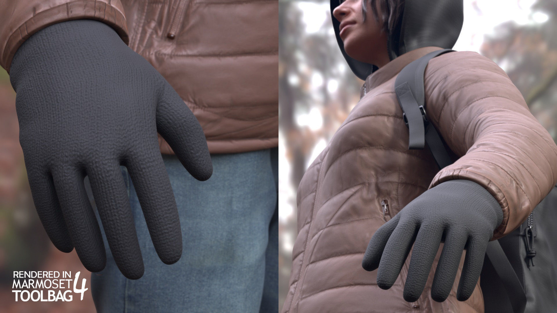 Woman in Winter Outfit 3 - Modular - Rigged Low-poly 3D model_16