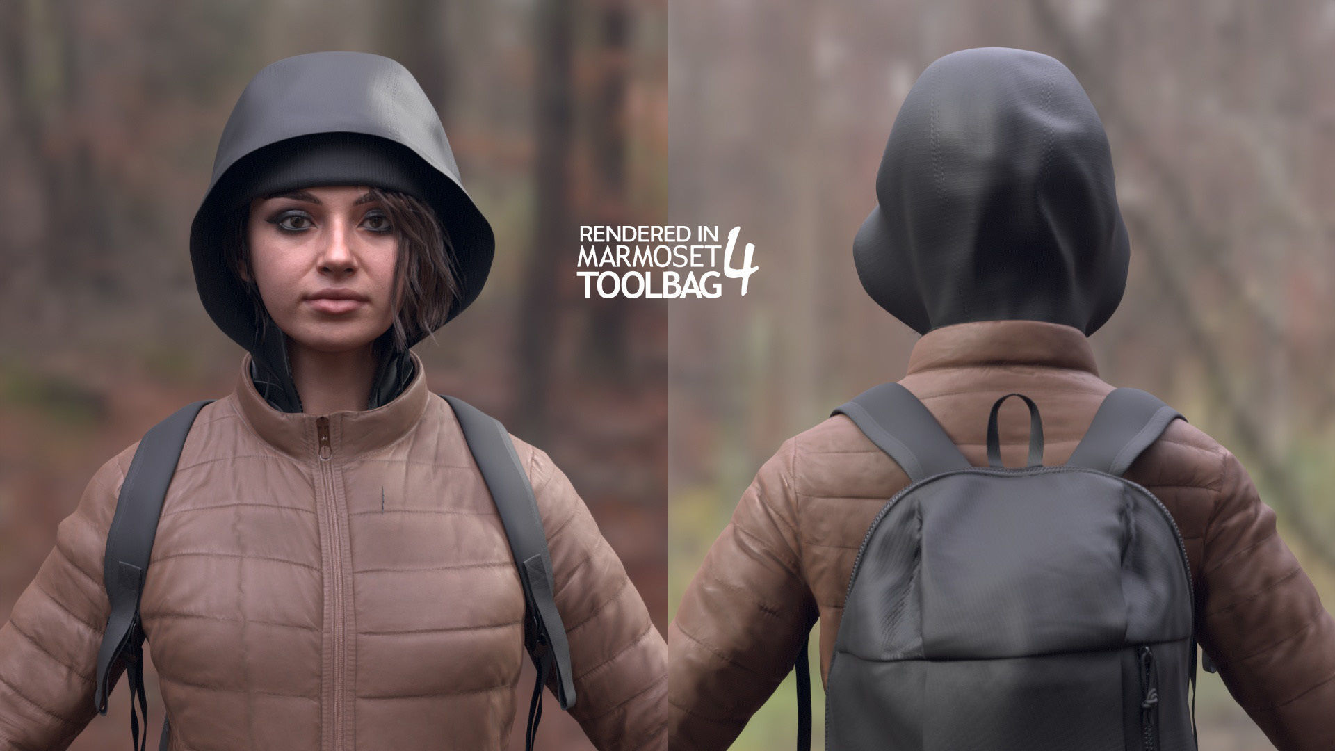 Woman in Winter Outfit 3 - Modular - Rigged Low-poly 3D model_11