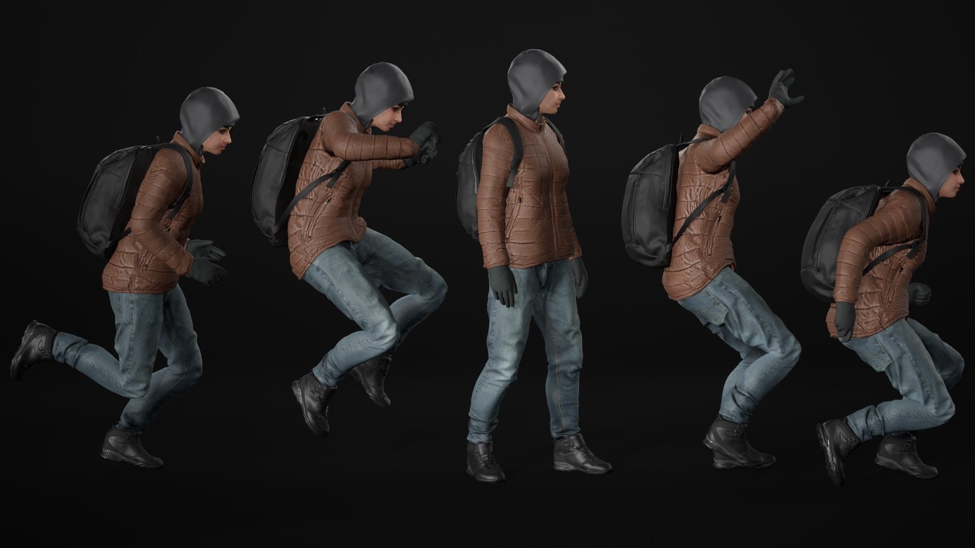 Woman in Winter Outfit 3 - Modular - Rigged Low-poly 3D model_21