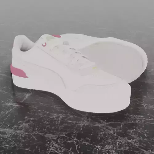 Puma 3D Shoes - White - Pink - Soft Foam Low-poly 3D model