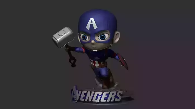 Captain America fan art Chibi 3D print model